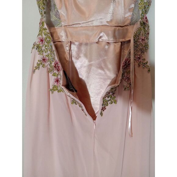 Camille La Vie Peach Embellish Lace Beaded Embroidery Cutout‎ Zip Dress Size 8 - Picture 10 of 12